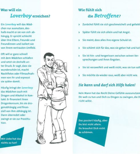 Risiko Loverboy, Info-Flyer für Mädchen und junge Frauen.
