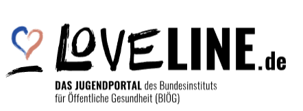 Links ein Herz-Icon, daneben der Text Loveline.de, darunter die Unterzeile Das Jugendportal des Bundesinstituts für Öffentliche Gesundheit